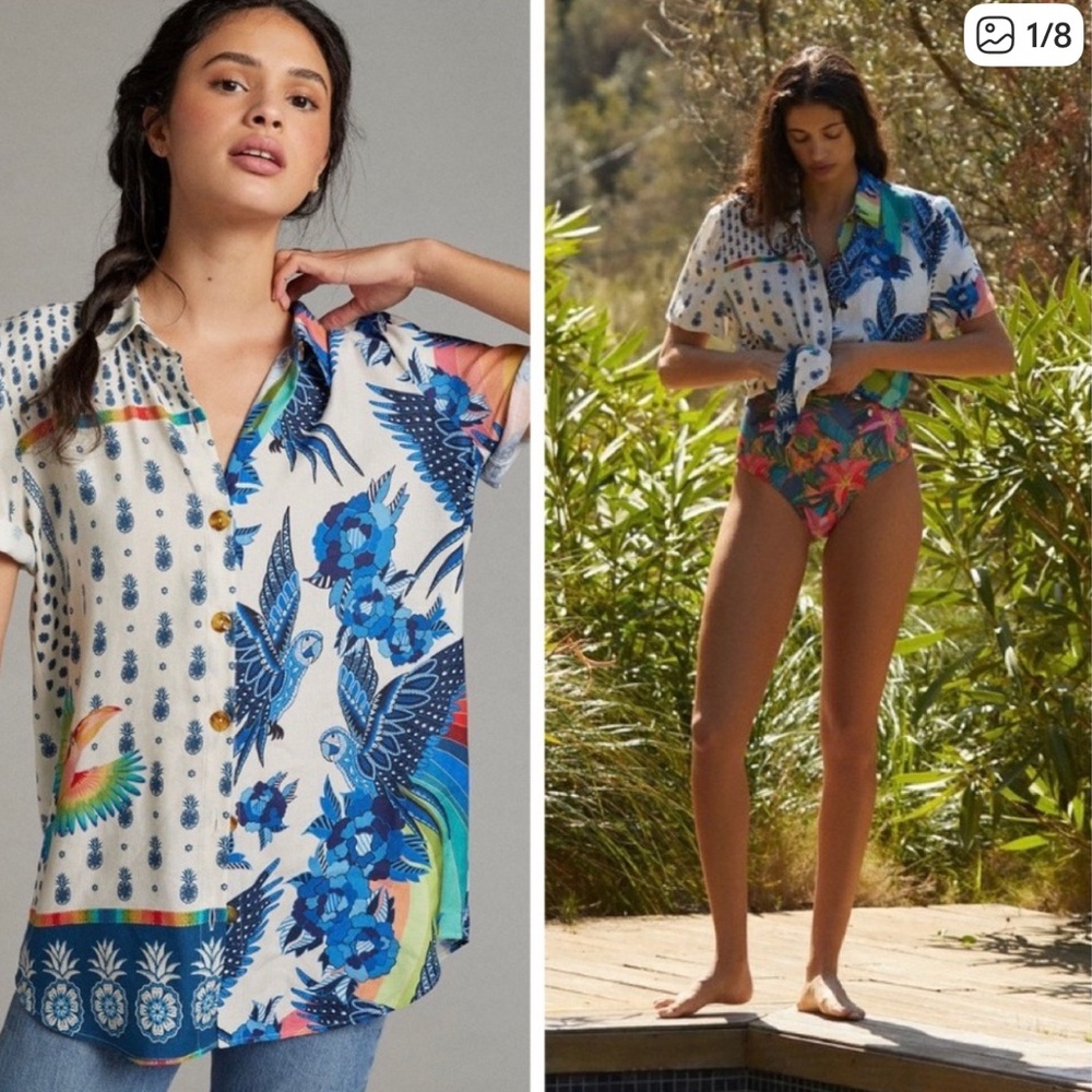 🌊 FARM Rio Surf Button-down‎ Shirt XS